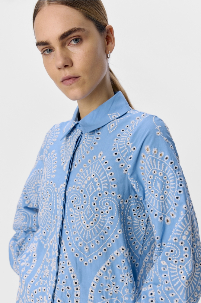 OBJBITTEN L/S RE SHIRT NOOS 23045717 CORNFLOWER BLUE/WHITE STIT